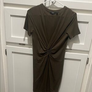 Theory olive  Twist-Front Mini Dress